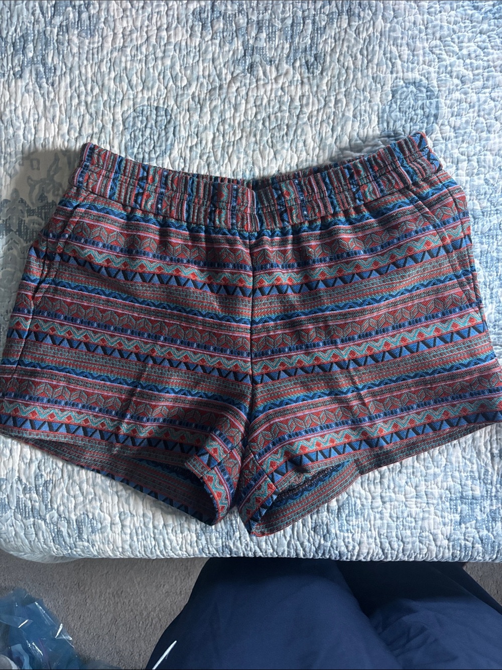 J. Crew Women's Patterned Athletic Shorts in Blue and Red